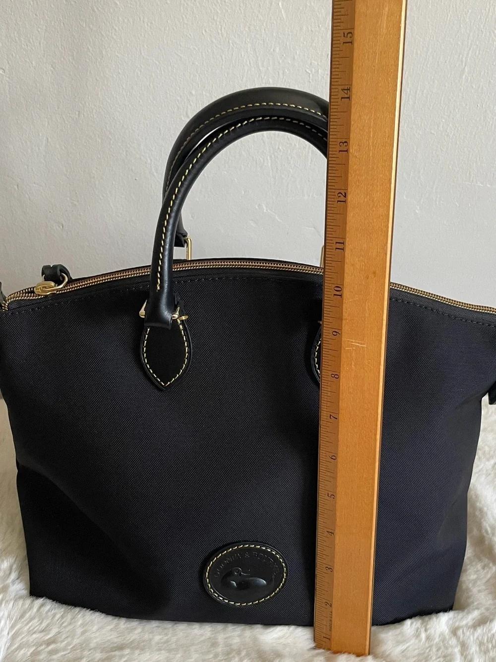 Dooney & Bourke Black Nylon Tote with Gold-Tone Accents